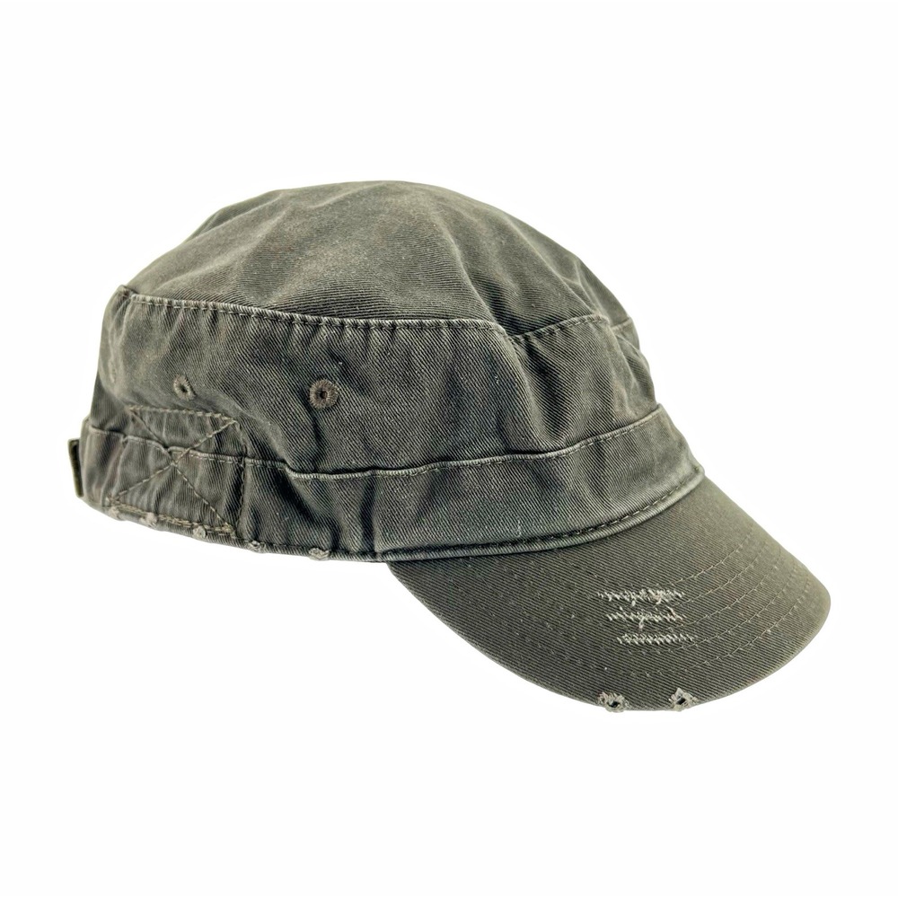 Scala Pronto Distressed Khaki Green Cadet Cap Military Patrol Hat Adjustable